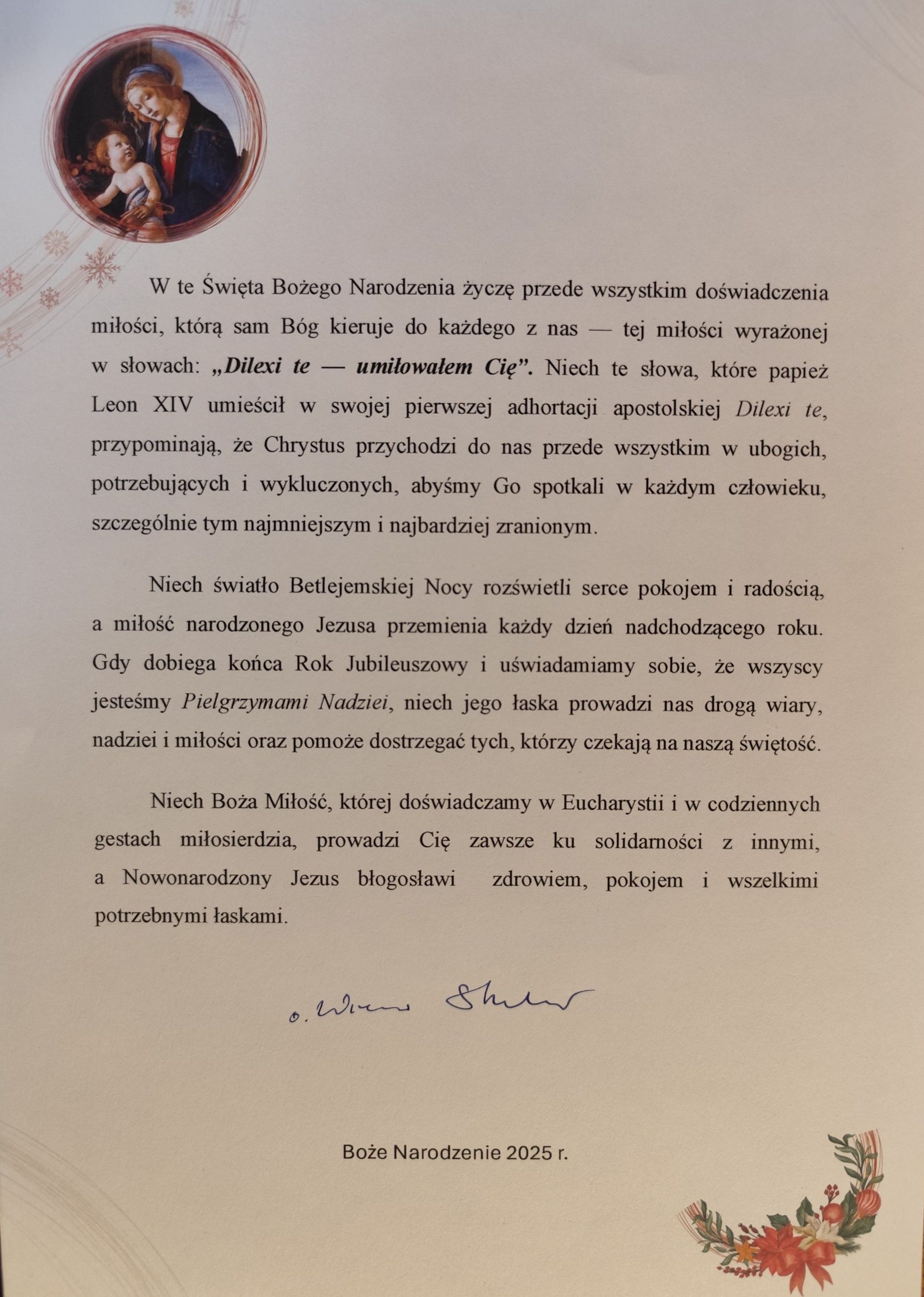 Życzenia Bożonarodzeniowe o. Prowincjała